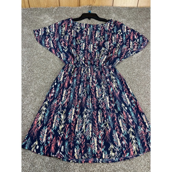 One Clothing Geometric print Dress Women's‎ Size Small Ruched Waist - Picture 10 of 10